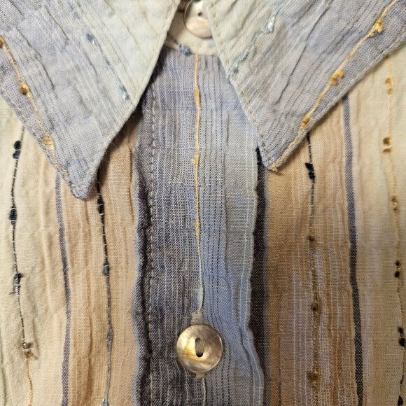 Alfred Dunner Blouse womens 14 colorful crinkly embroidered shell buttons career - Picture 10 of 16